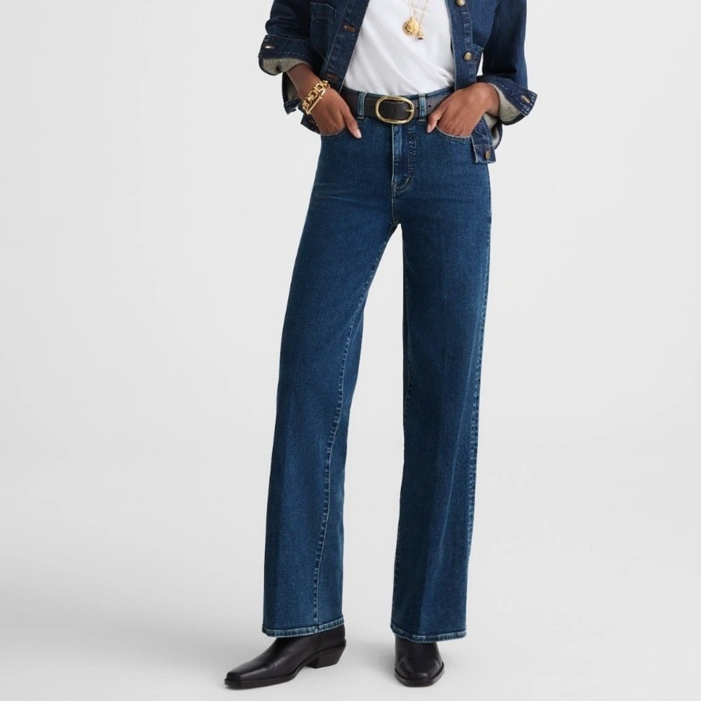 Madewell Wide Leg Jeans Medium Pattson Wash High Rise Blue Denim Minimalist 28